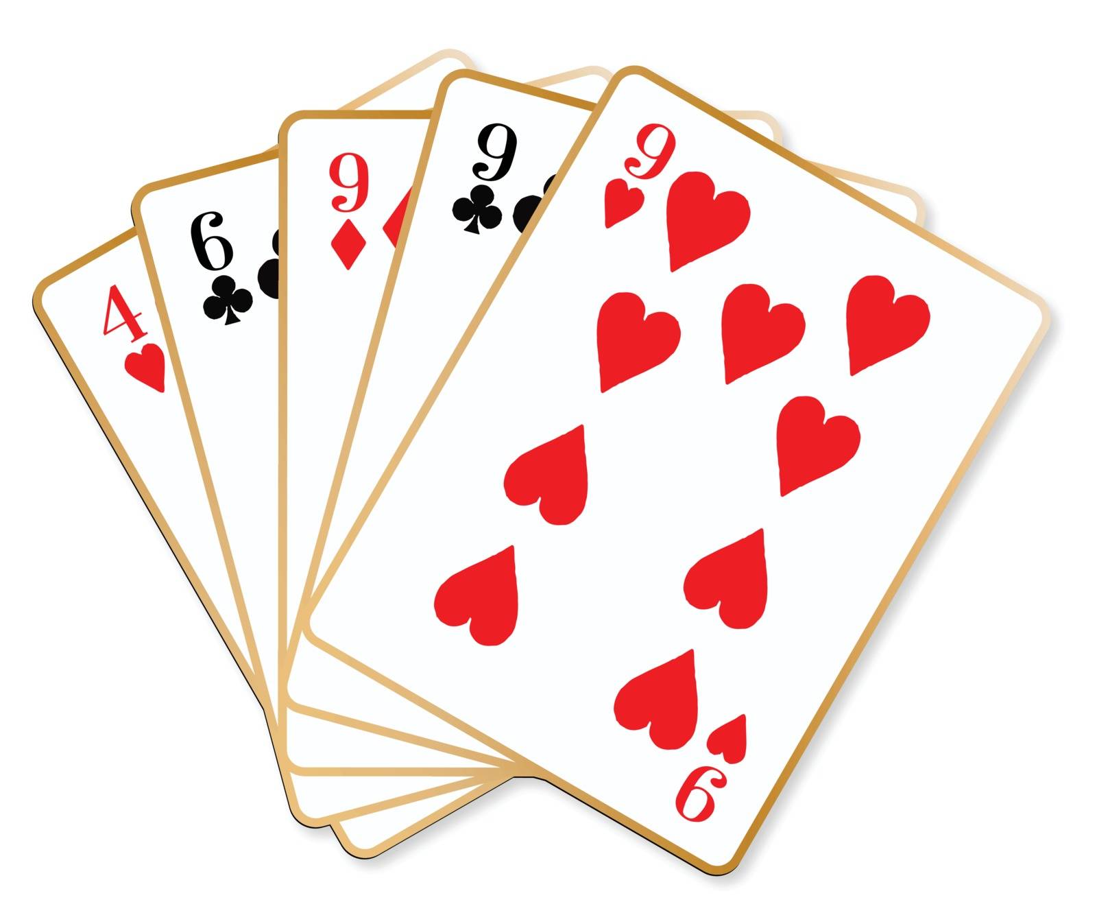 The playing card hand known as three of a kind