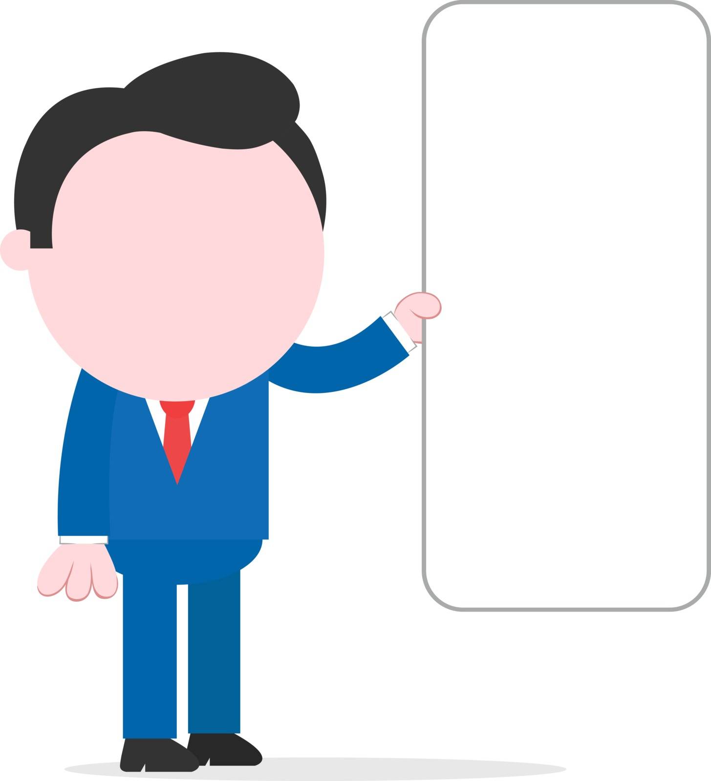 Businessman holding tall blank banner by emrahavci