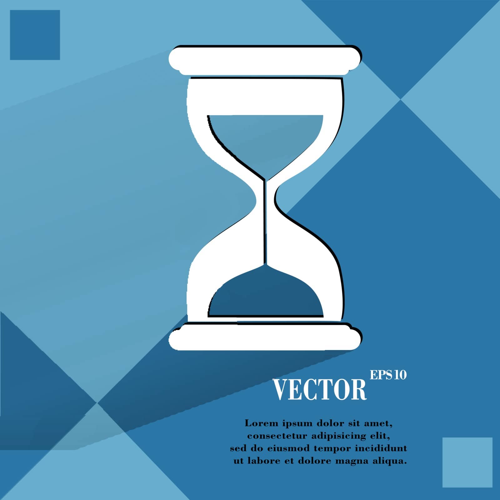Sand clock. Glass timer . Flat modern web button  on a flat geometric abstract background  Vector. EPS10
