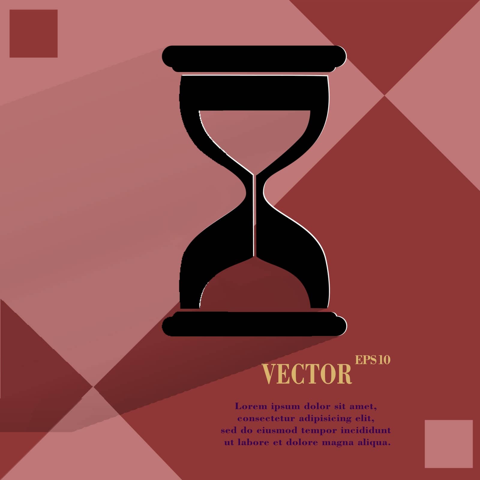 Sand clock. Glass timer . Flat modern web button  on a flat geometric abstract background  Vector. EPS10