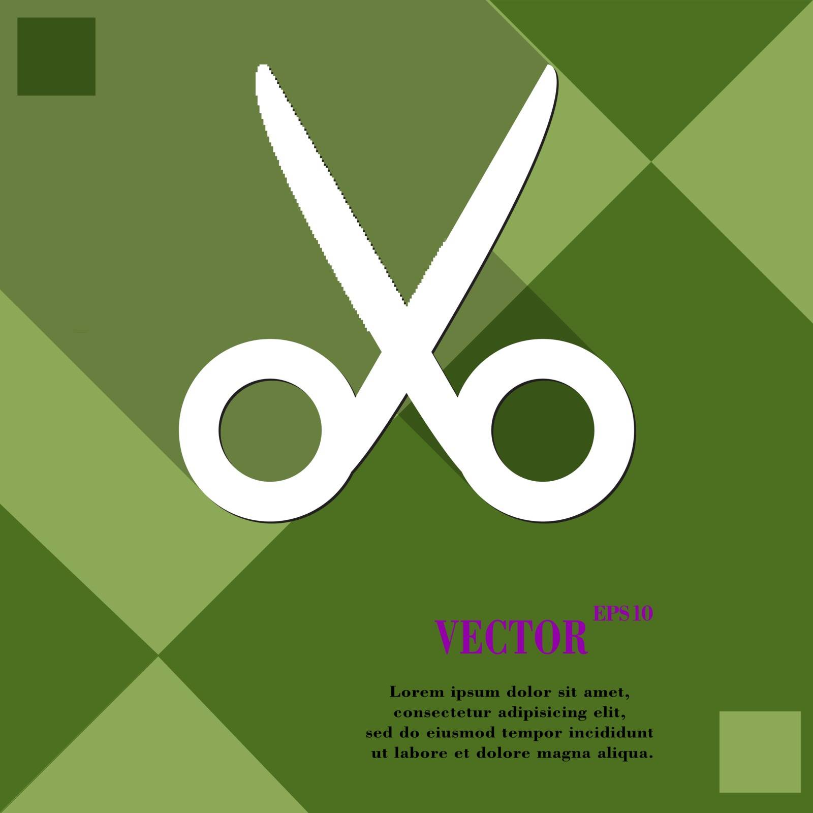 Scissors hairdresser icon symbol Flat modern web design with long shadow and space for your text. Vector illustration