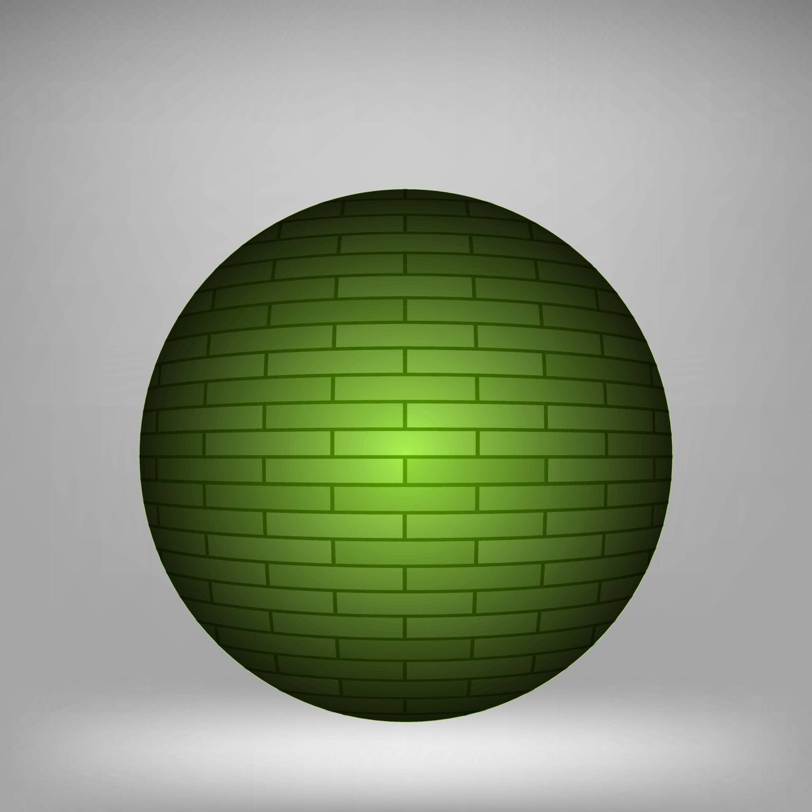 Green Brick Sphere on Grey Background for your Design. 