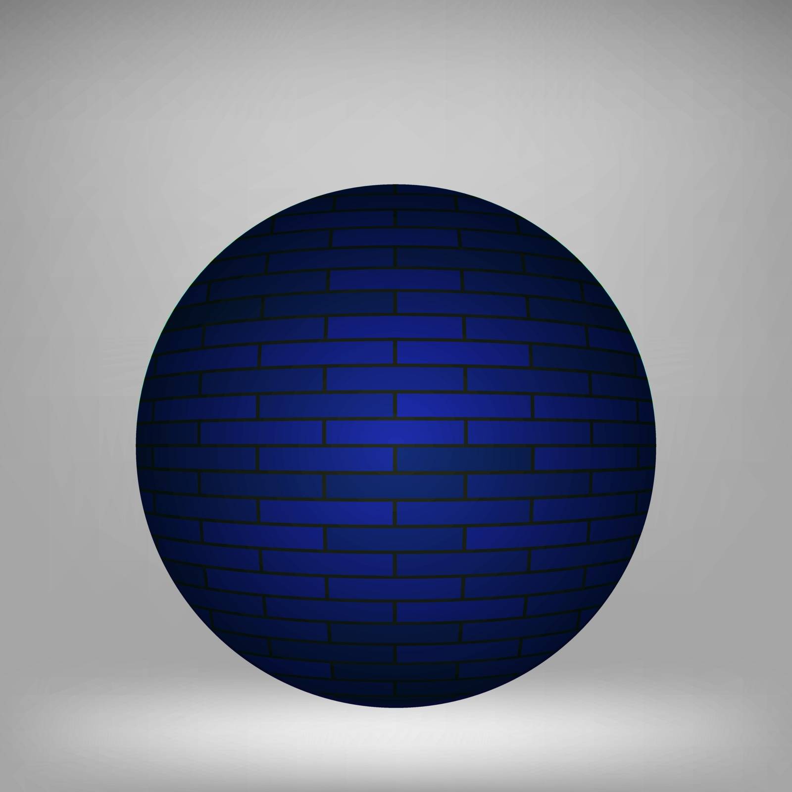 Abstract Blue Brick Sphere Isolated on Grey Background
