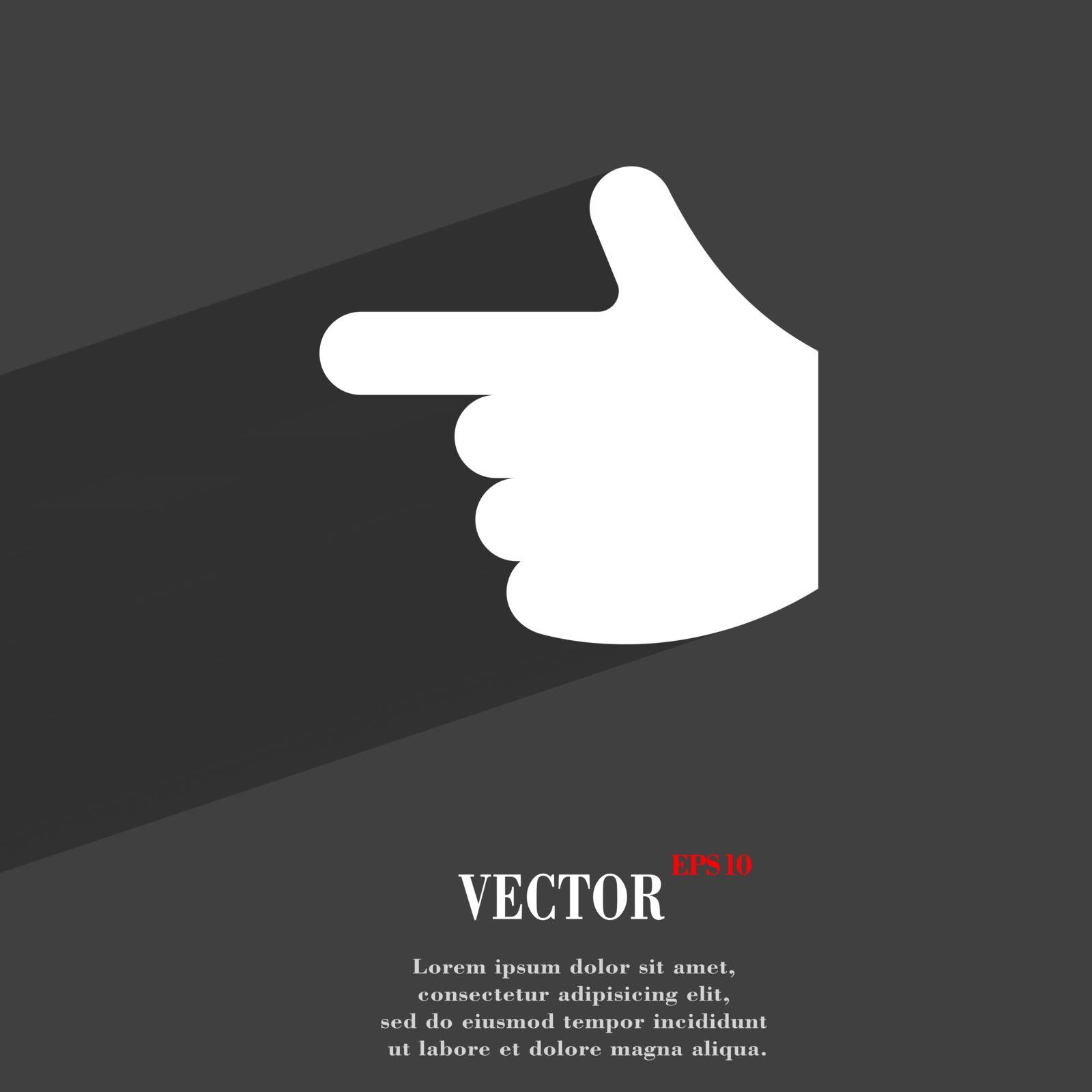 pointing hand icon symbol Flat modern web design with long shadow and space for your text. Vector by serhii_lohvyniuk