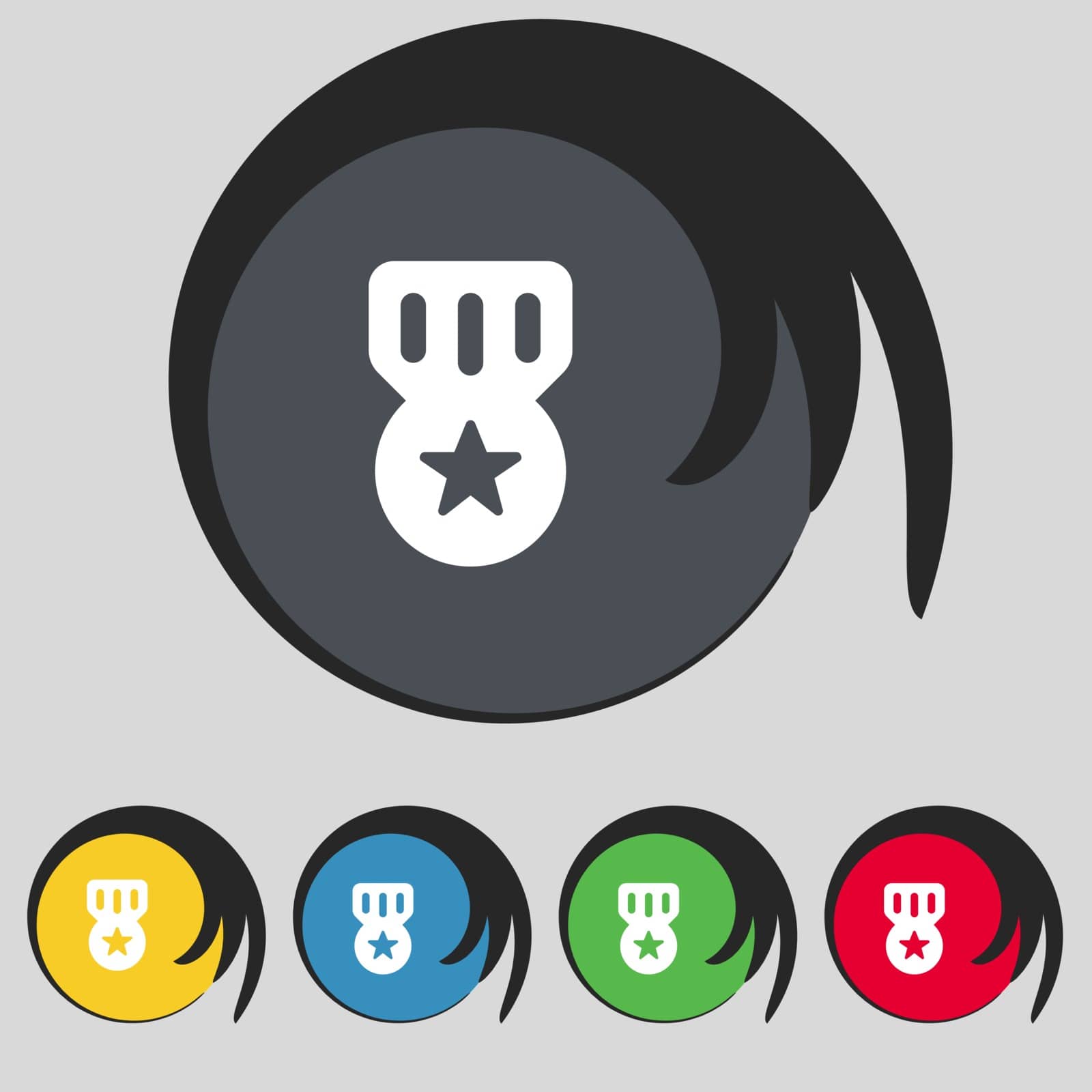 Award, Medal of Honor icon sign. Symbol on five colored buttons. Vector illustration