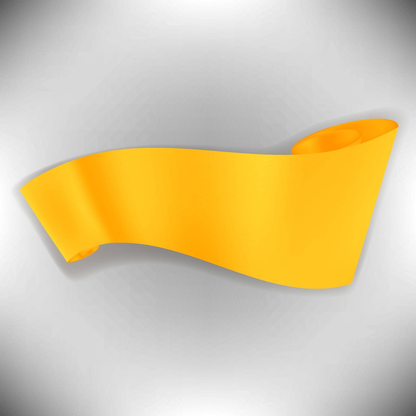 Yellow Paper Ribbon on Abstract Grey Background