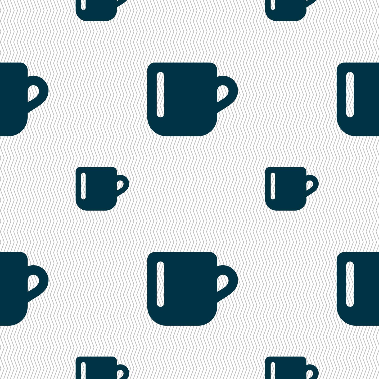 cup coffee or tea icon sign. Seamless pattern with geometric texture. Vector illustration