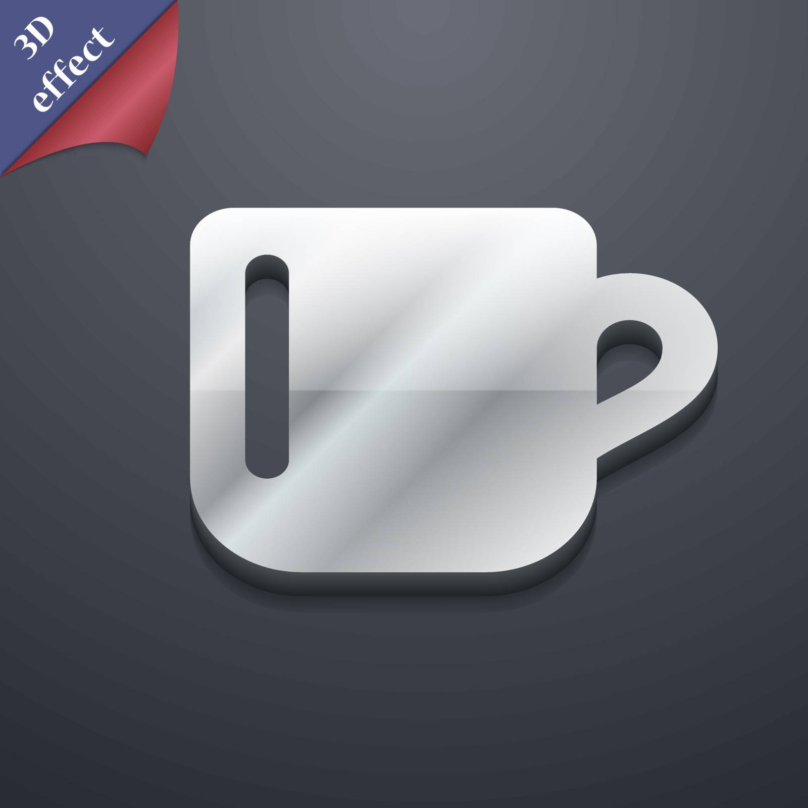 cup coffee or tea  icon symbol. 3D style. Trendy, modern design with space for your text Vector illustration