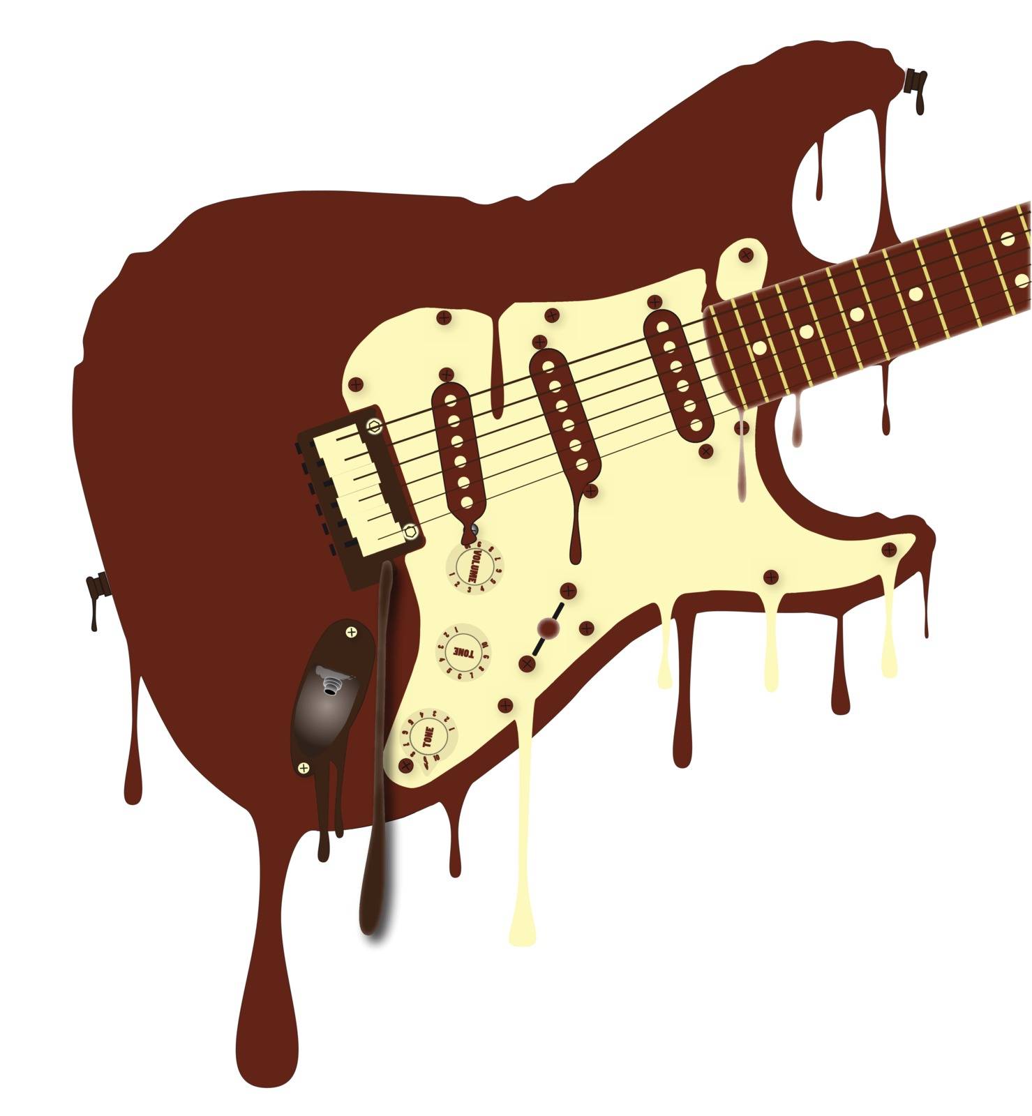 A chocolate rock guitar melting down