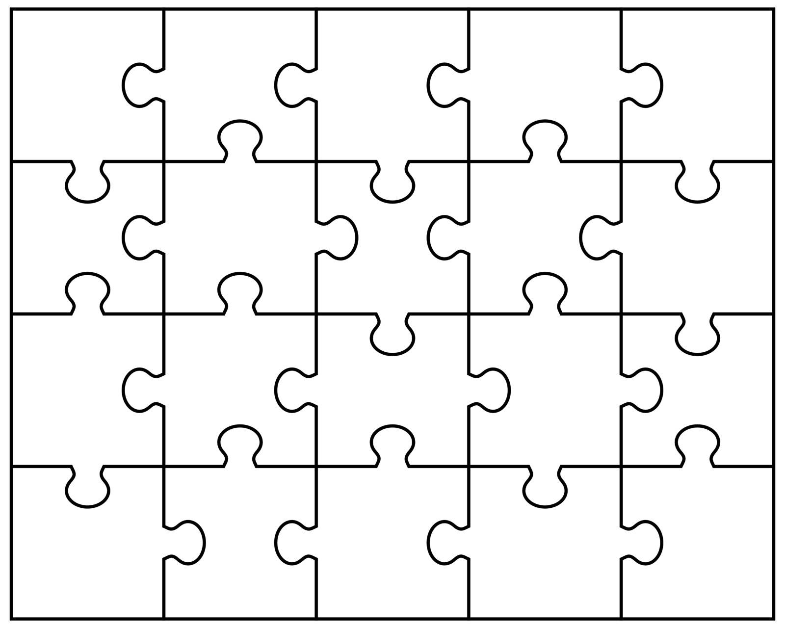 Vector Illustration of white puzzle, separate pieces