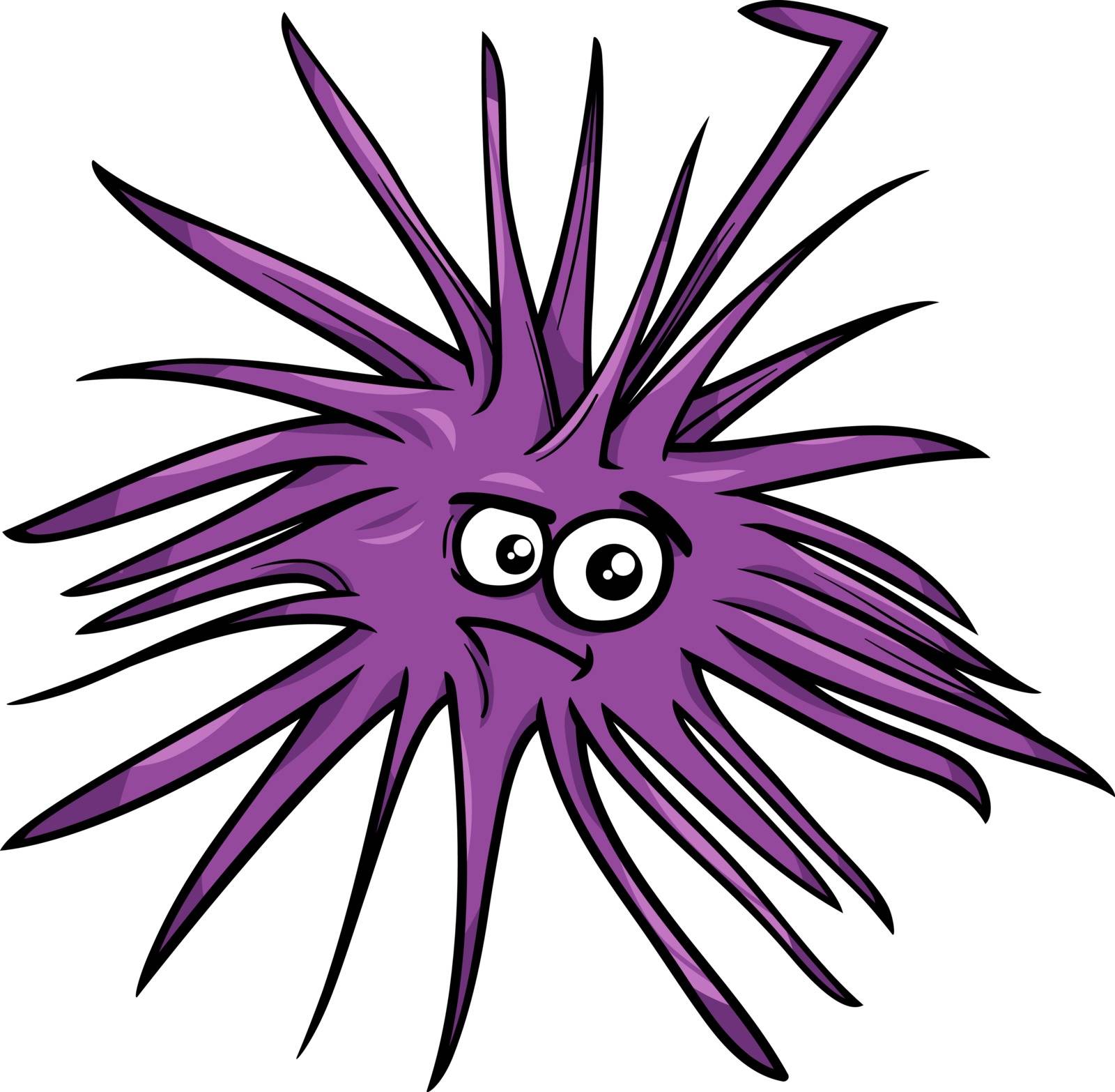 Cartoon Illustration of Funny Sea Urchin Marine Animal
