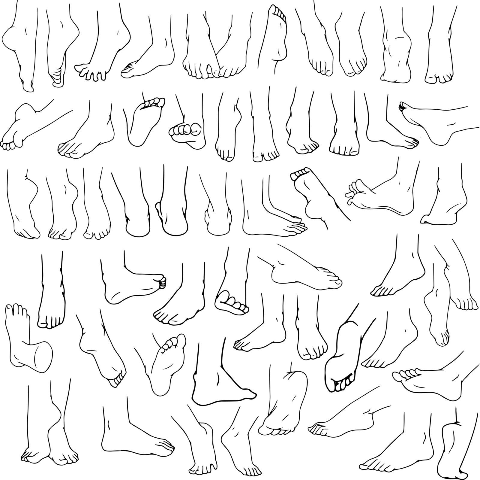 Woman Man Feet Pack Lineart 3 by LironPeer