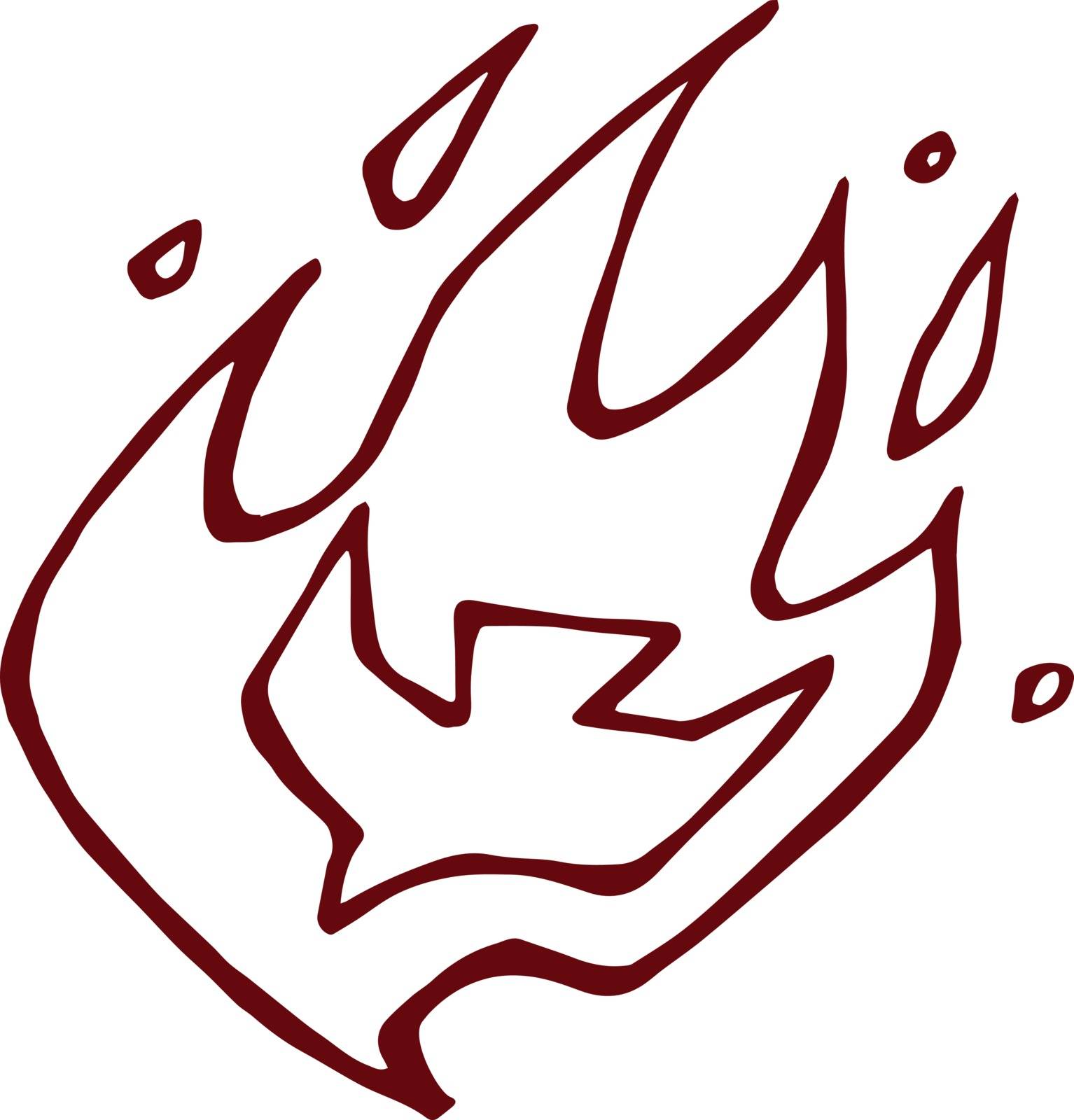 Vector illustration or drawing of a dove bird on fire representing the Holy Spirit