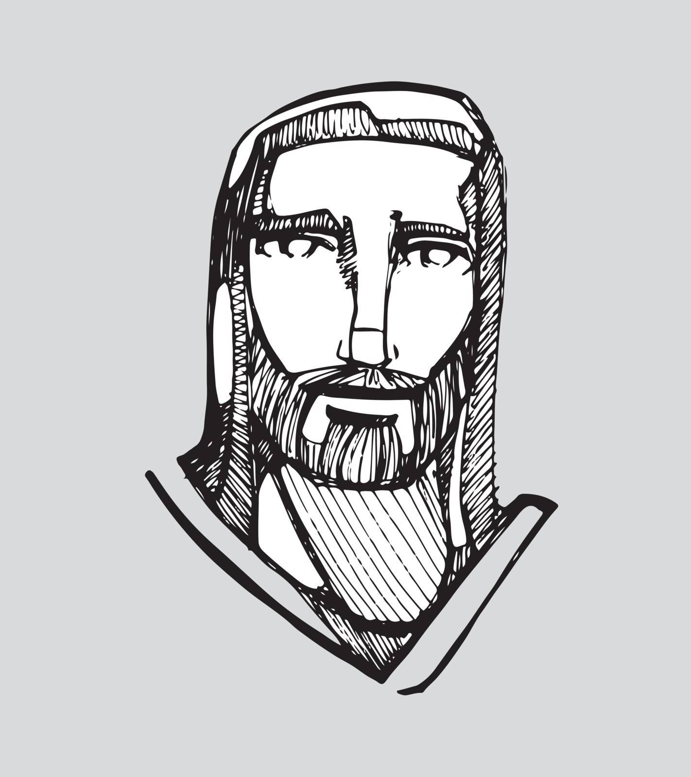 Hand drawn vector illustration or drawing of Jesus Christ