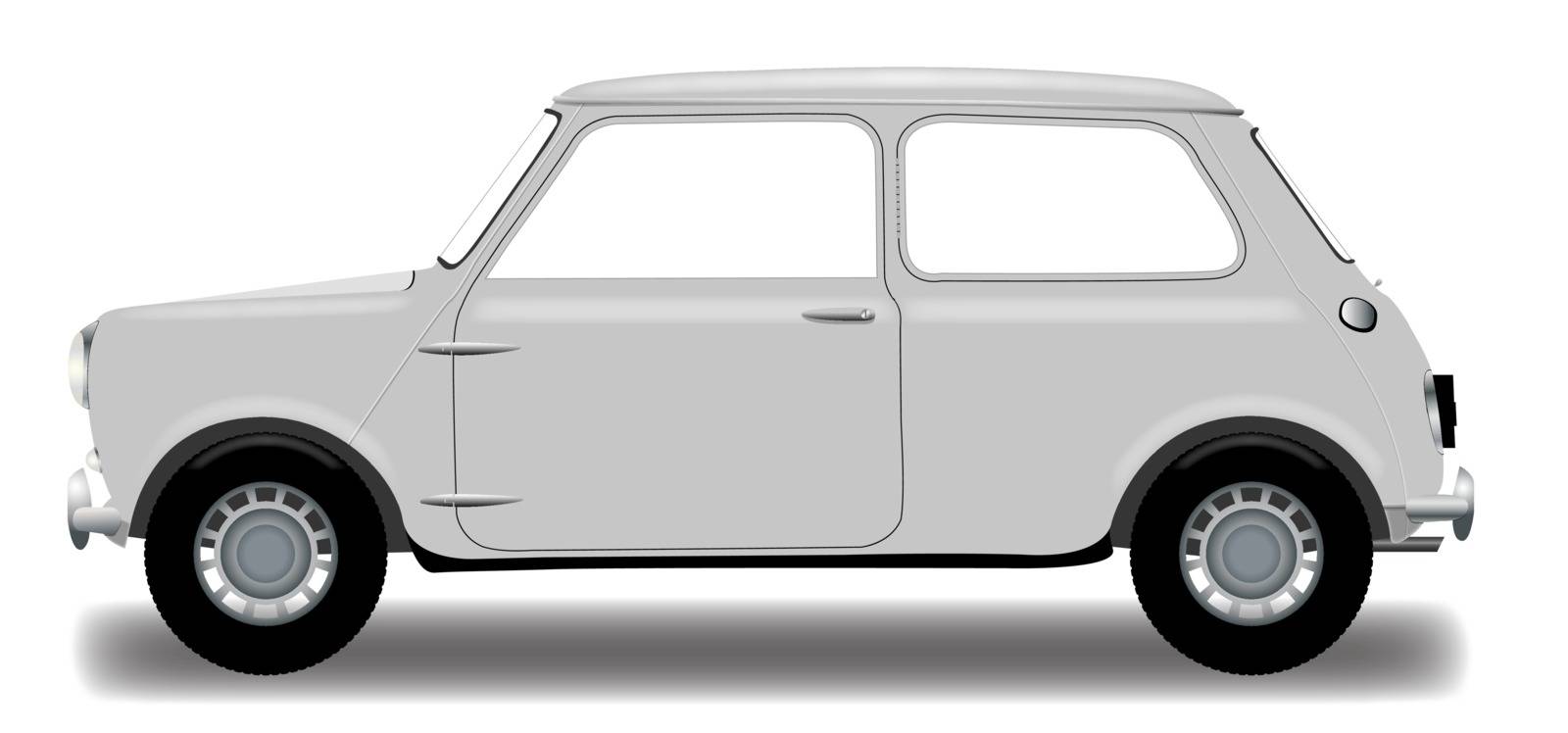 A detailed small car isolated on a white background