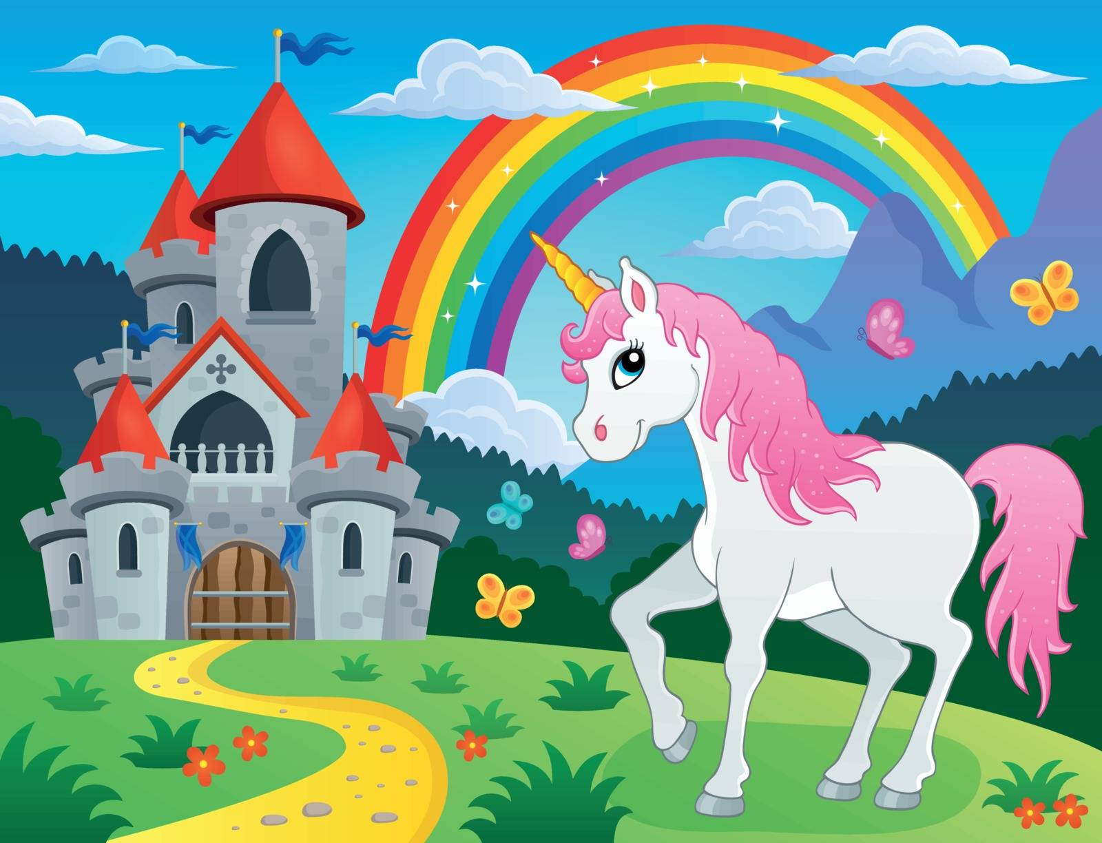 Fairy tale unicorn theme image 4 - eps10 vector illustration.