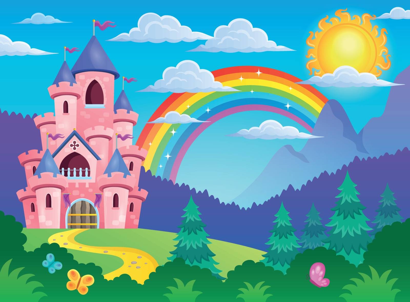 Pink castle theme image 4 - eps10 vector illustration.