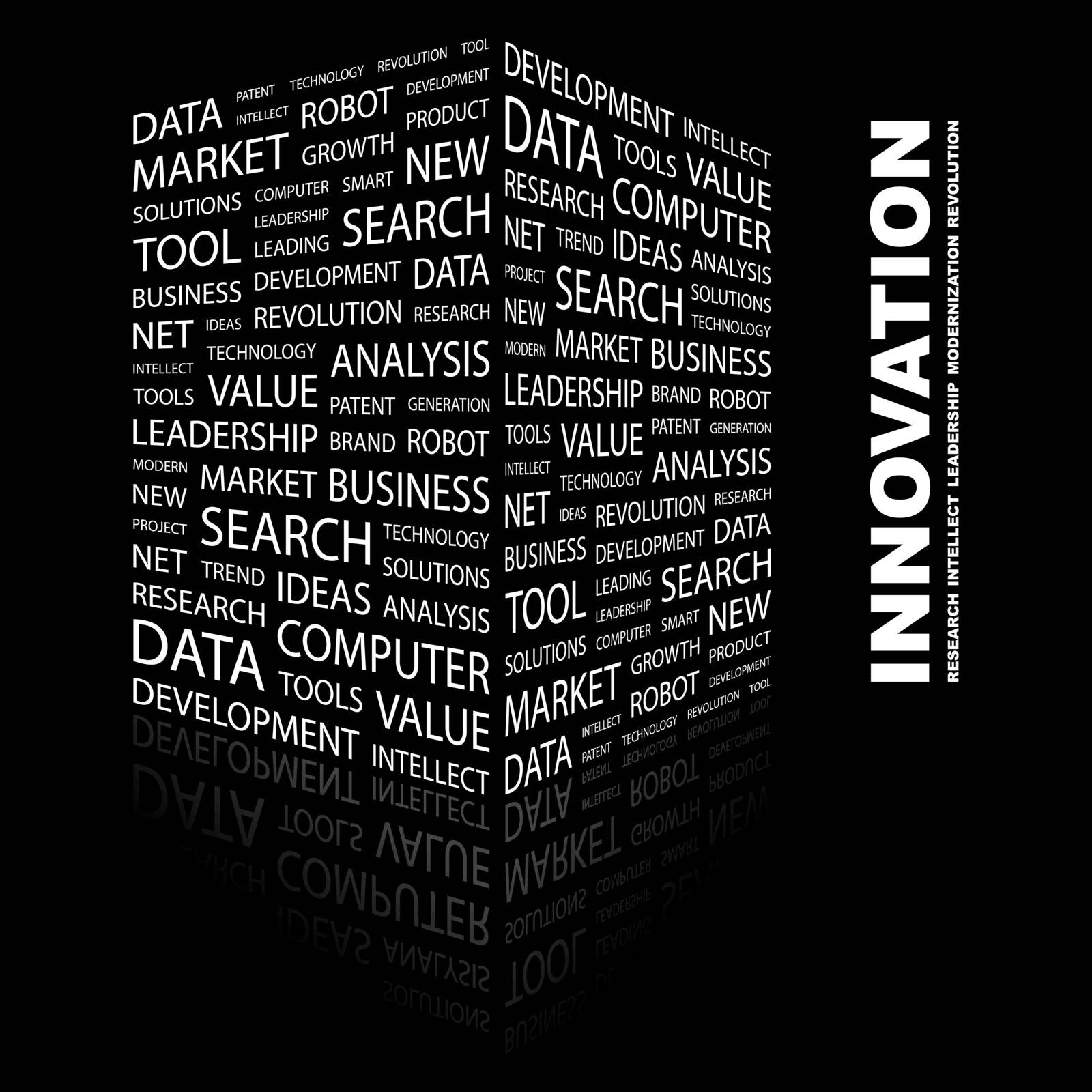 INNOVATION. Word cloud illustration. Tag cloud concept collage.