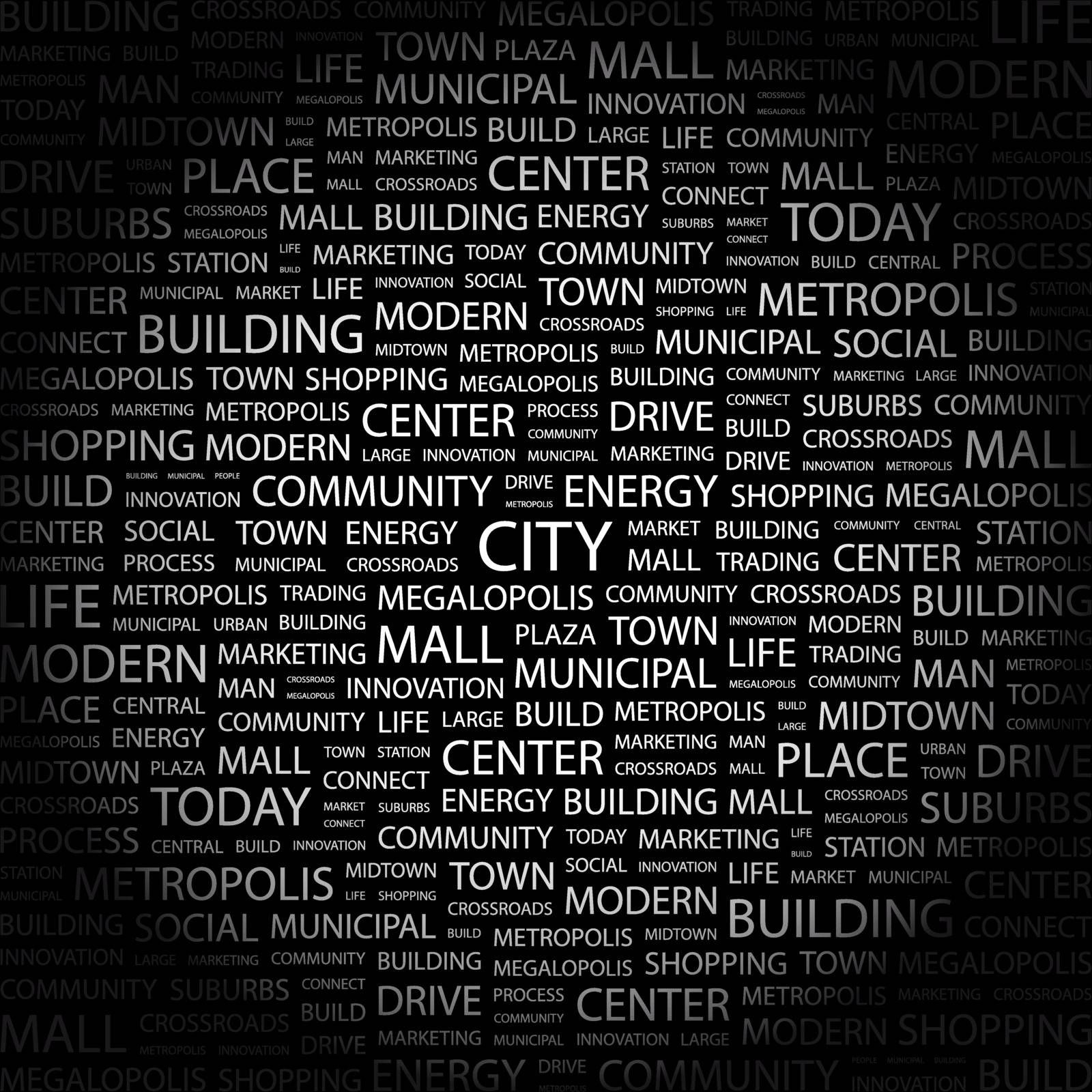 CITY. Background concept wordcloud illustration. Print concept word cloud. Graphic collage.