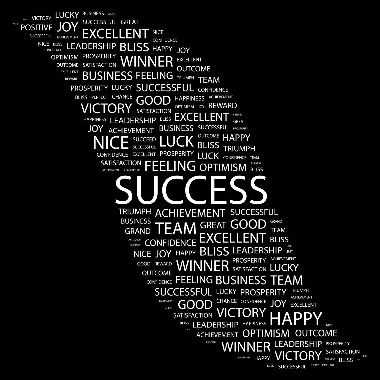 SUCCESS. Concept illustration. Graphic tag collection. Wordcloud collage.