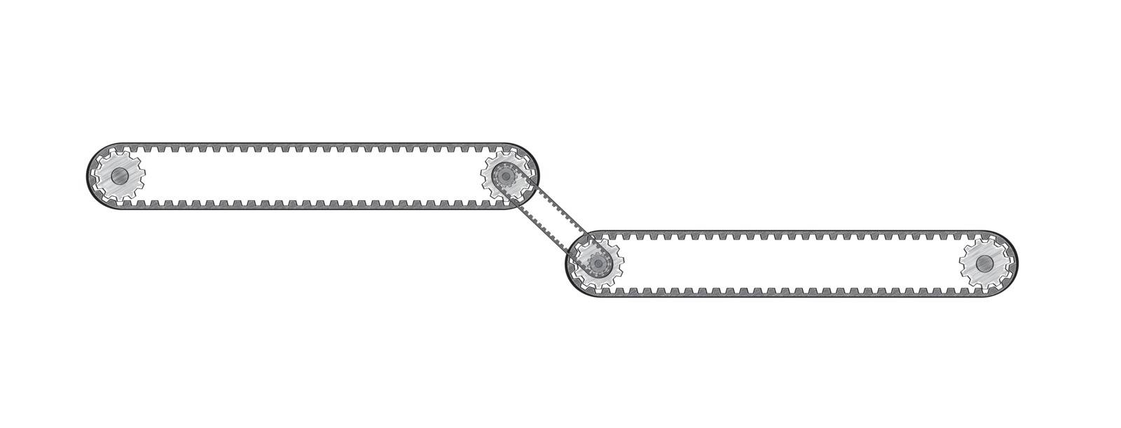 two connected conveyor belts with two cogwheels by muuraa