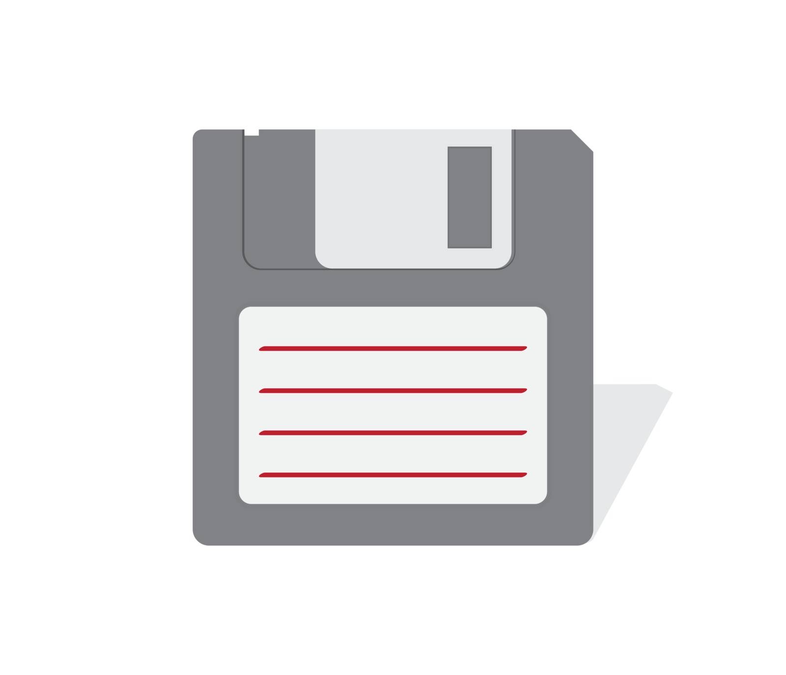 gray floppy disk with shadow on white background