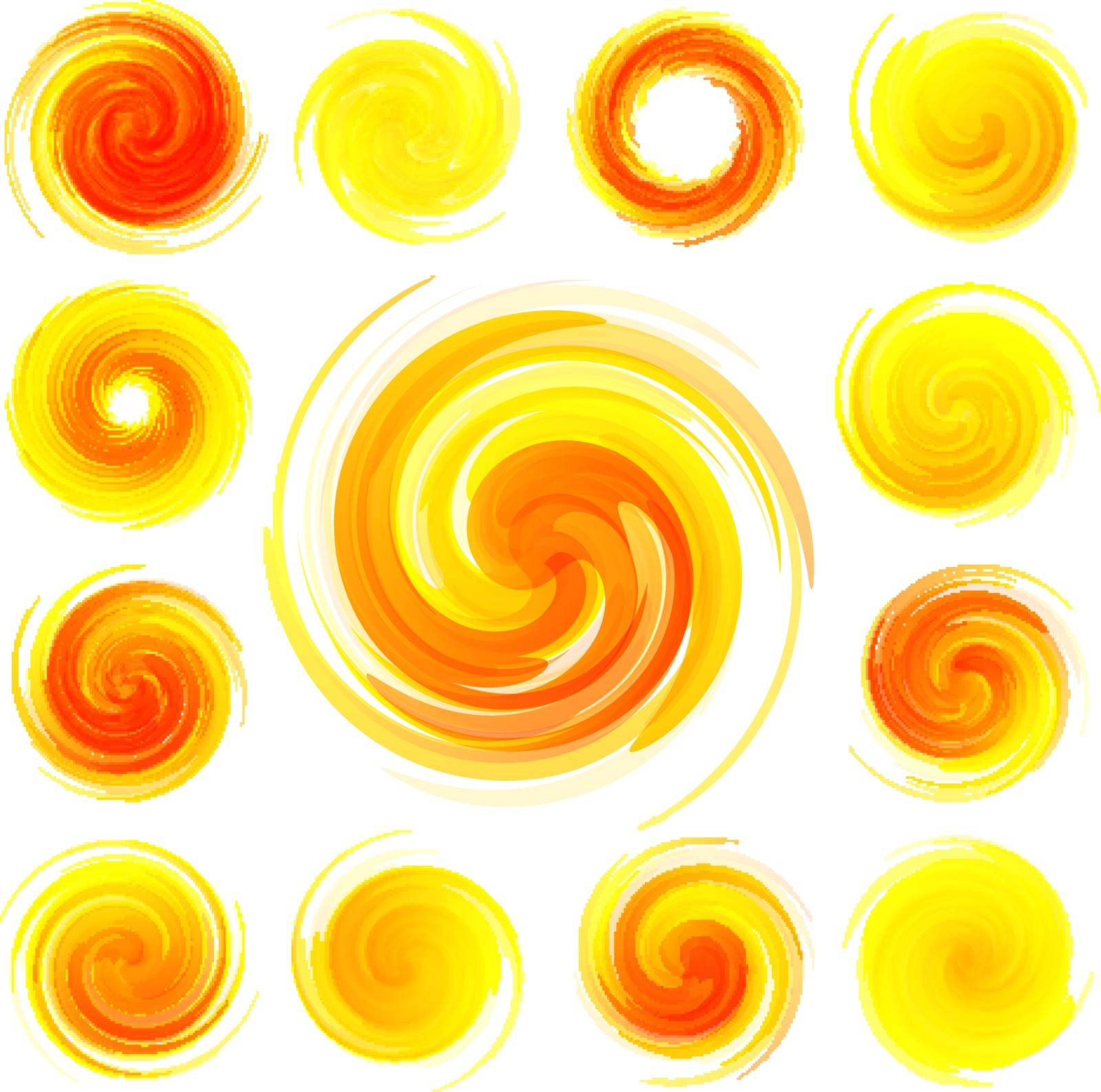 Sunny swirl elements for design. Abstract illustration.