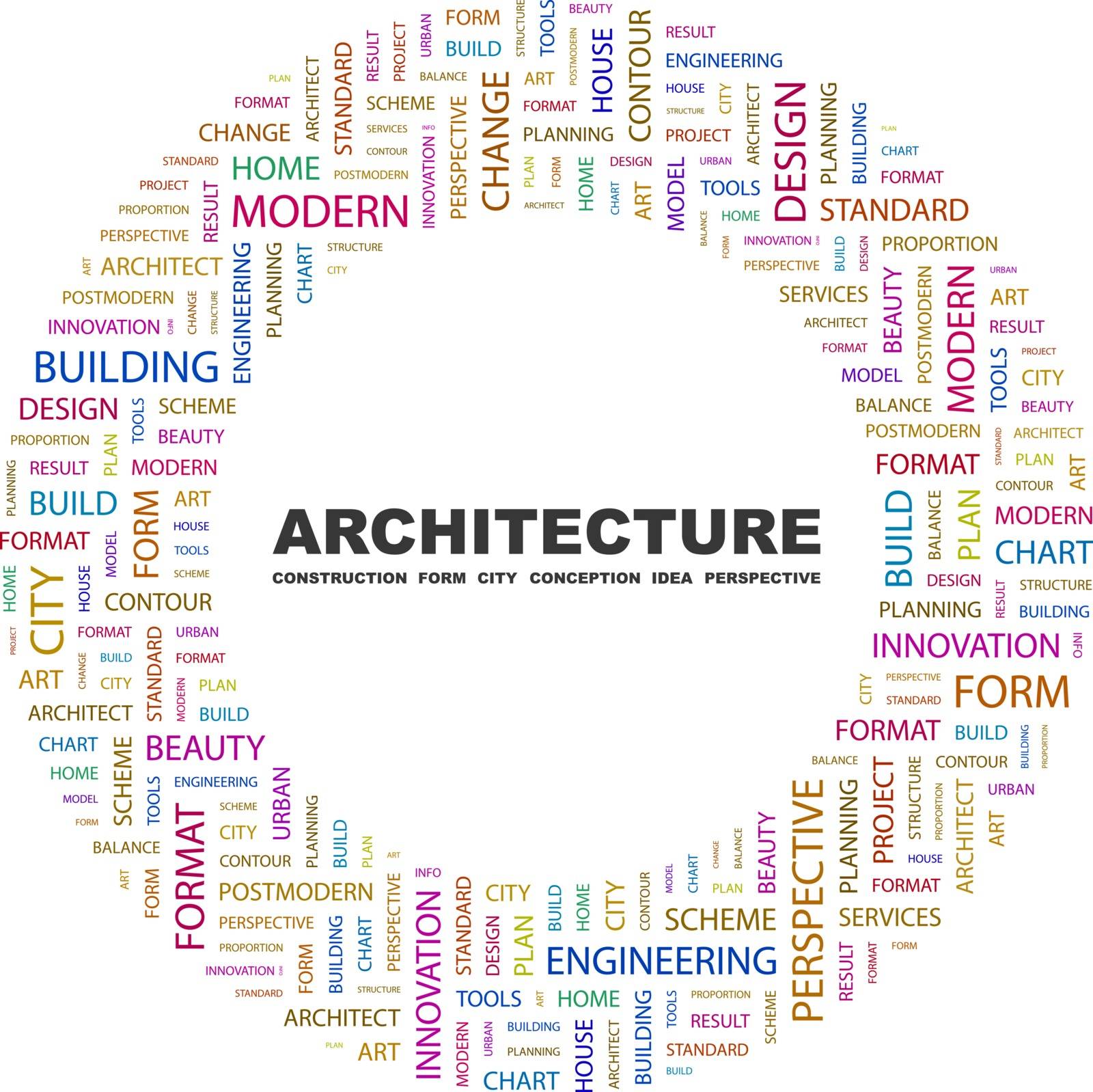 ARCHITECTURE. Word cloud concept illustration. Wordcloud collage.