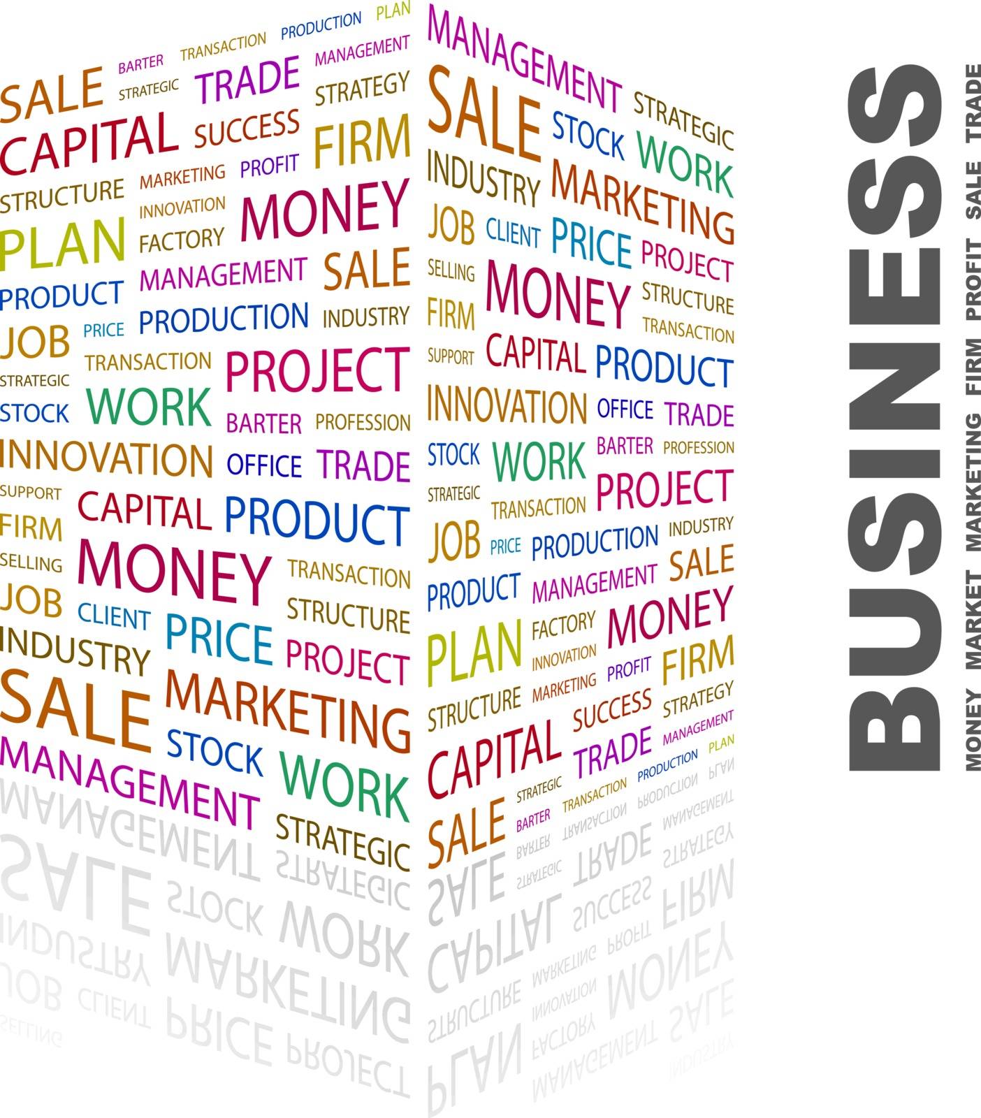 BUSINESS. Concept illustration. Graphic tag collection. Wordcloud collage.