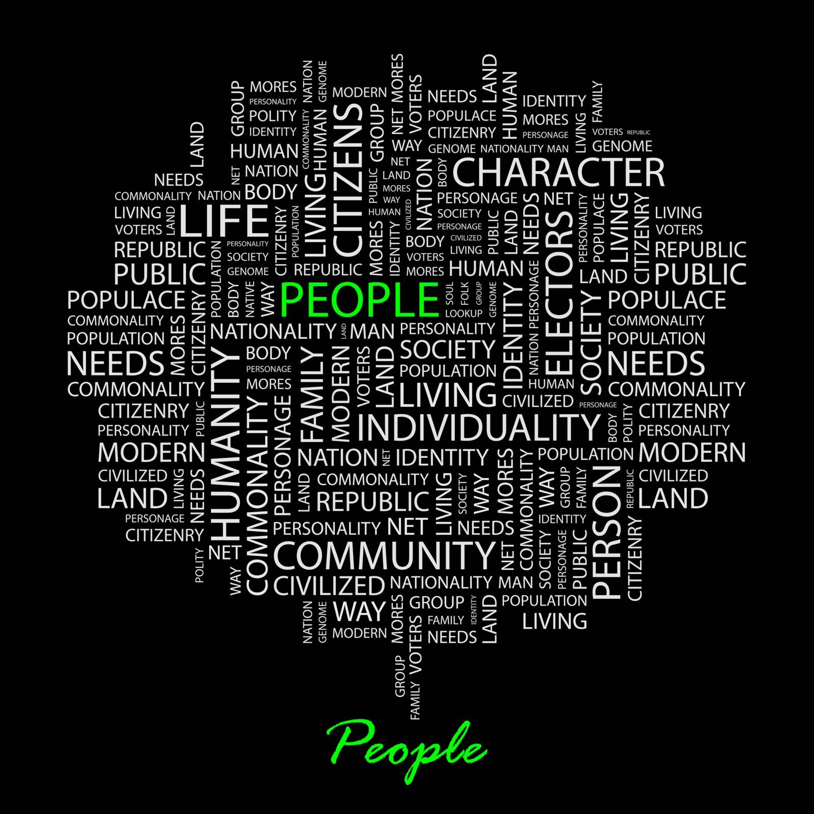 PEOPLE. Word cloud concept illustration. Wordcloud collage.