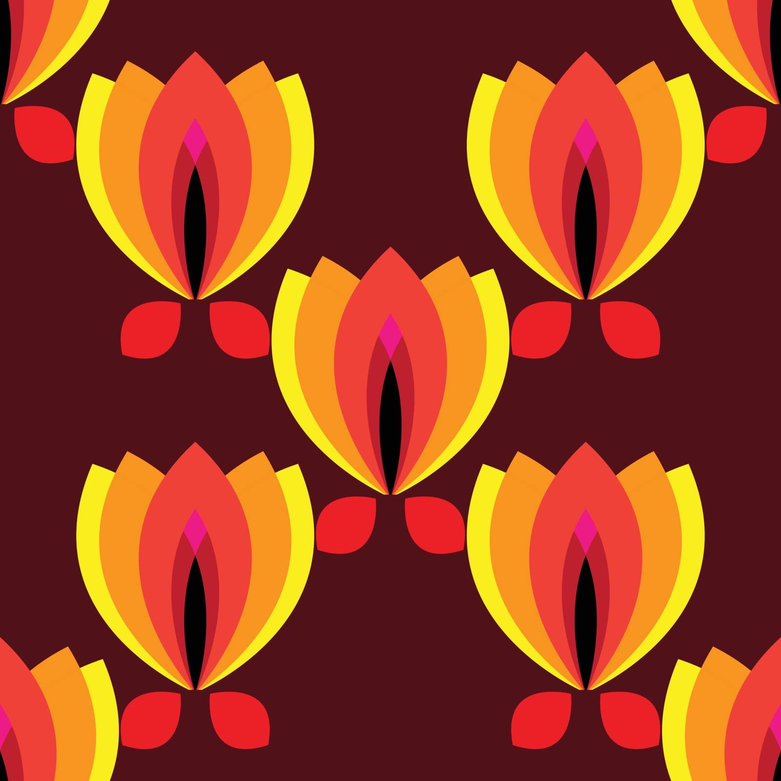 floral pattern with petal on a brown background. Vector