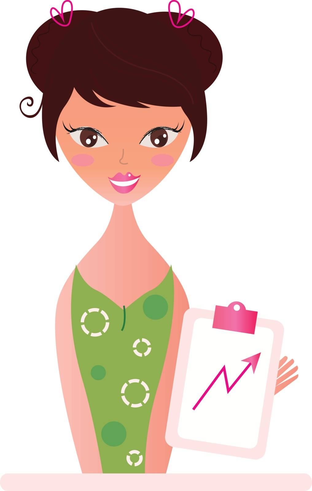Beautiful woman with pink Chart growing up. Vector illustration