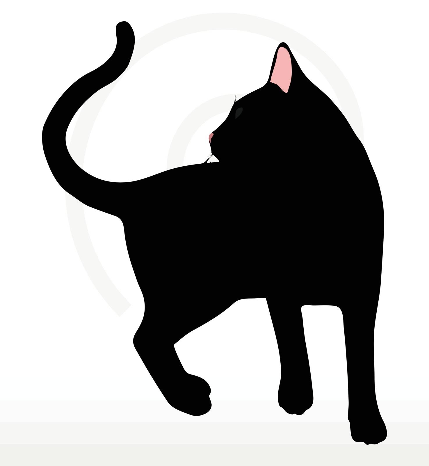 Vector Image - cat silhouette in Turn Around pose isolated on white background
