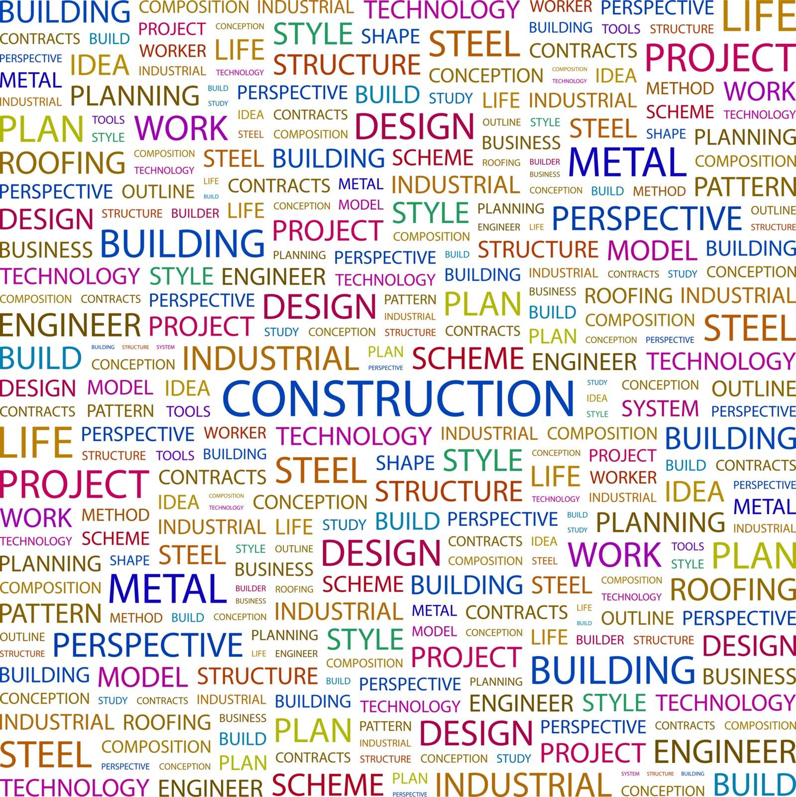 CONSTRUCTION. Word cloud concept illustration. Wordcloud collage.