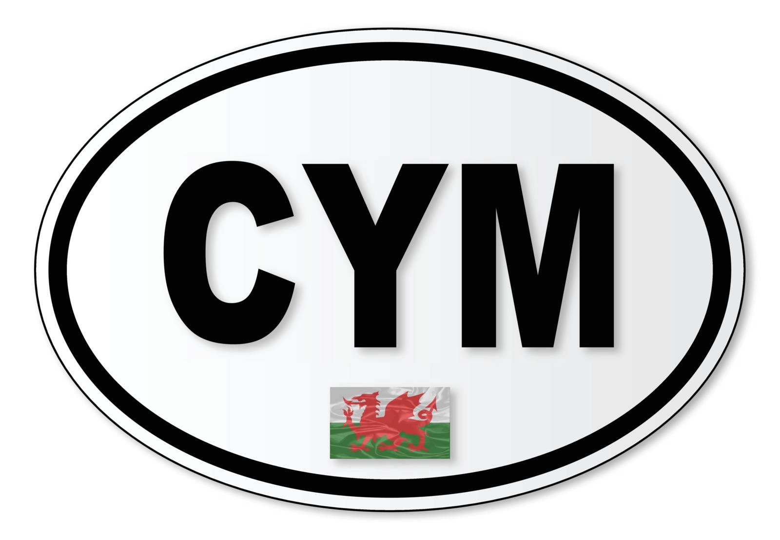 The CYM plate attached to vehicles from Wales travelling abroad