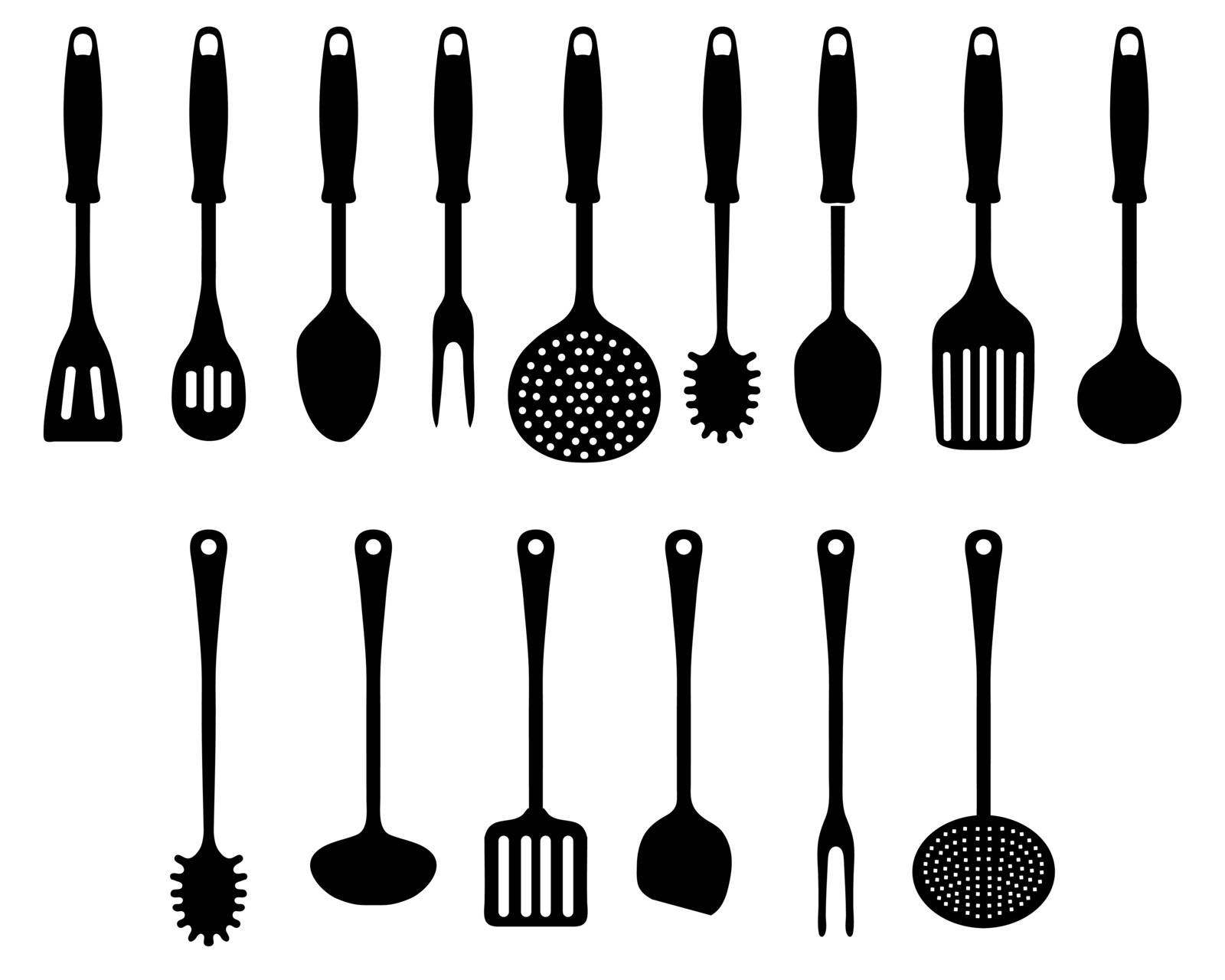 Black silhouettes of kitchen accessories, vector illustration