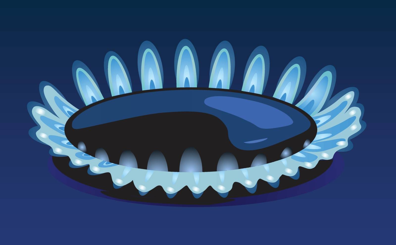 Flames of gas stove in the dark Vector eps 10