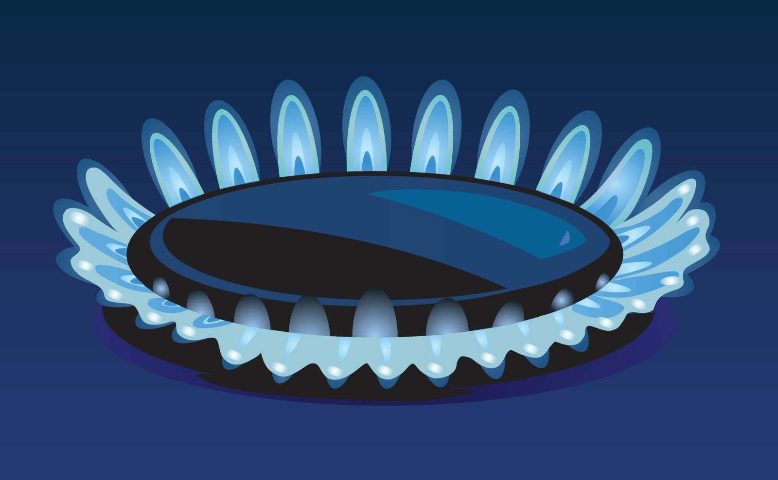 Flames of gas stove in the dark Vector eps 10