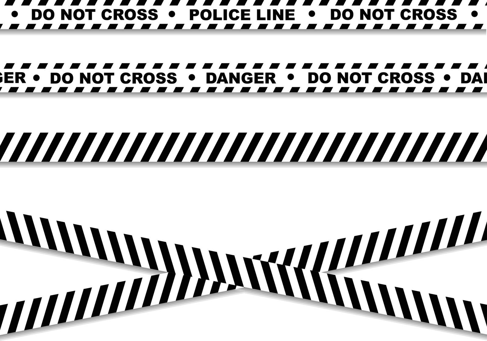 Police line and danger tapes. Vector EPS 10