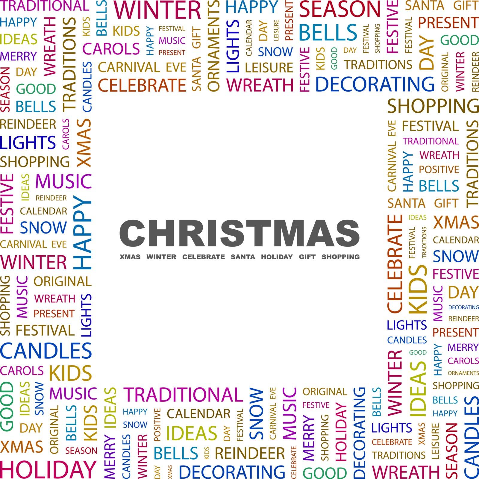 CHRISTMAS. Word cloud concept illustration. Wordcloud collage.