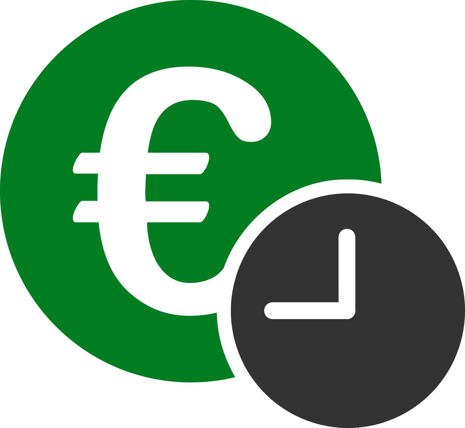 Euro credit icon from Business Bicolor Set. Vector style: flat bicolor symbols, green and gray colors, rounded angles, white background.