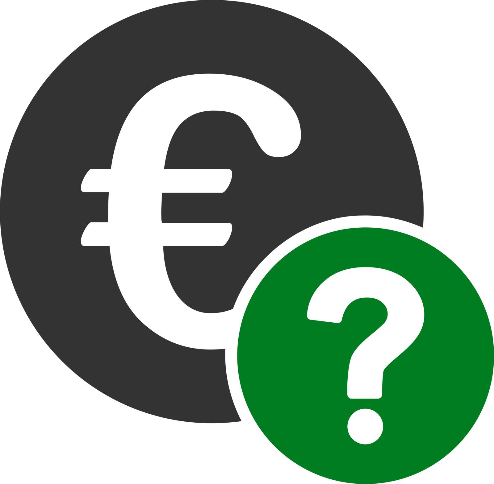Euro status icon from Business Bicolor Set. Vector style: flat bicolor symbols, green and gray colors, rounded angles, white background.