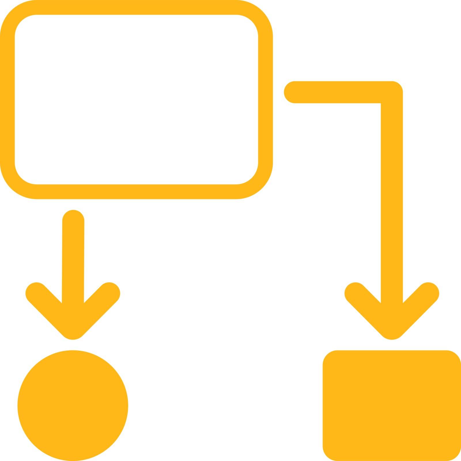 Scheme icon from Commerce Set. Vector style: flat symbol, yellow color, rounded angles, white background.