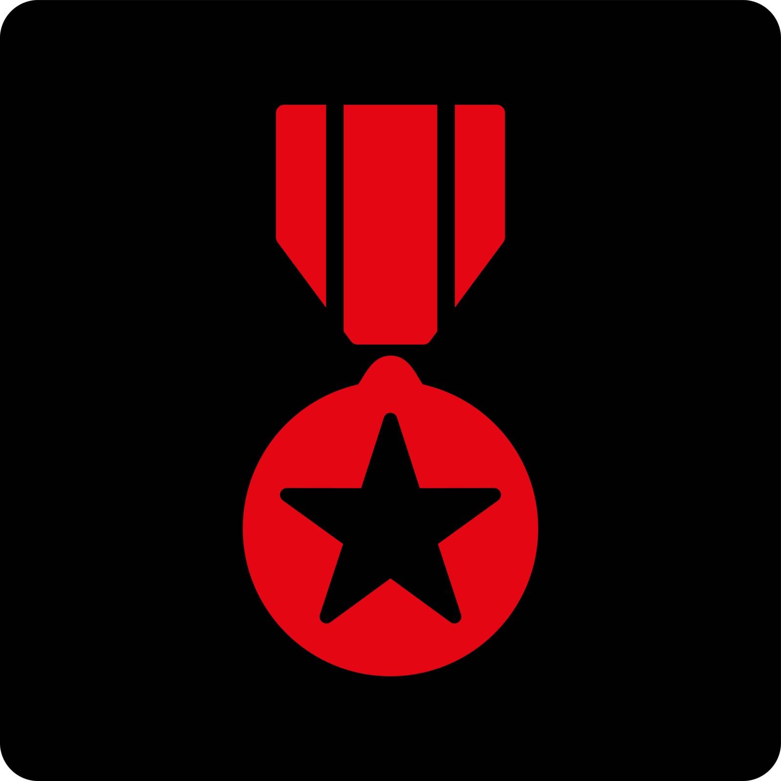 Army award icon from Award Buttons OverColor Set. Icon style is intensive red and black colors, flat rounded square button, white background.