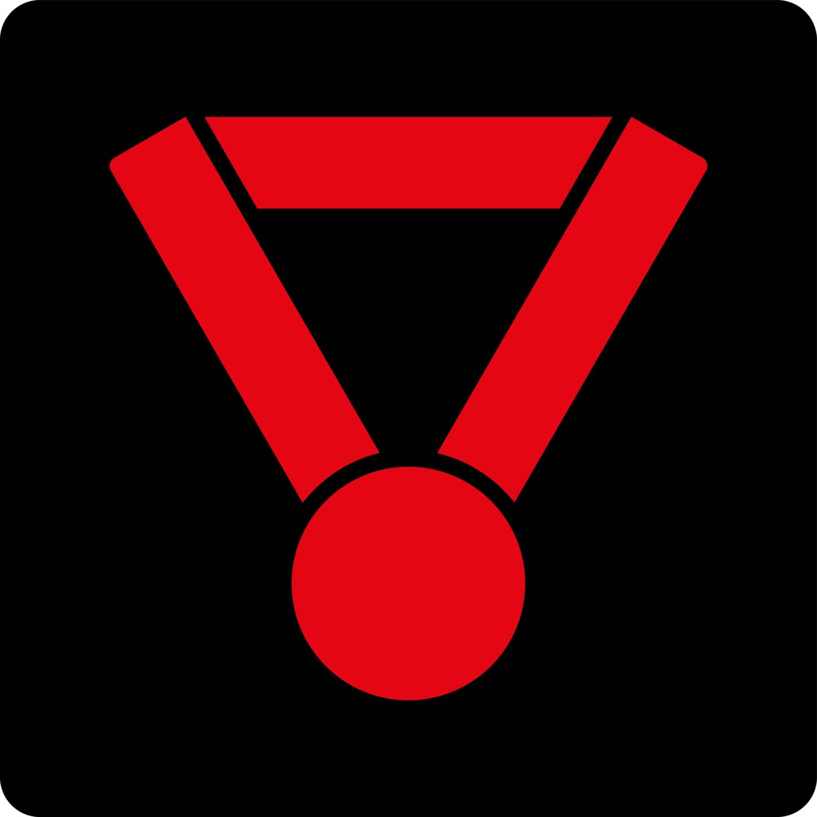 Champion award icon from Award Buttons OverColor Set. Icon style is intensive red and black colors, flat rounded square button, white background.
