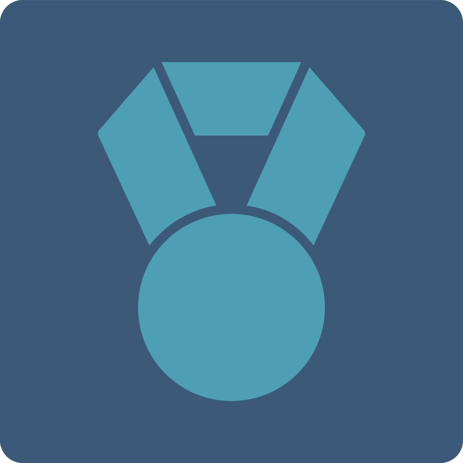 Achievement icon from Award Buttons OverColor Set. Icon style is cyan and blue colors, flat rounded square button, white background.