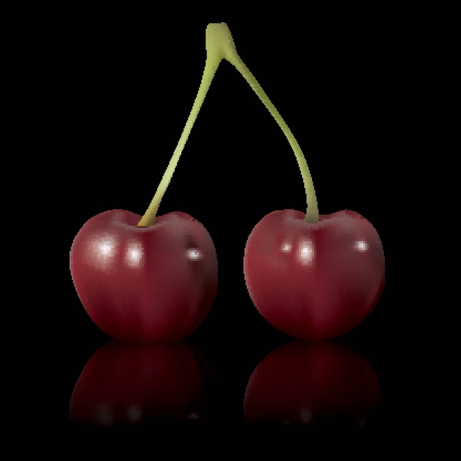 red vector cherry isolated on black background