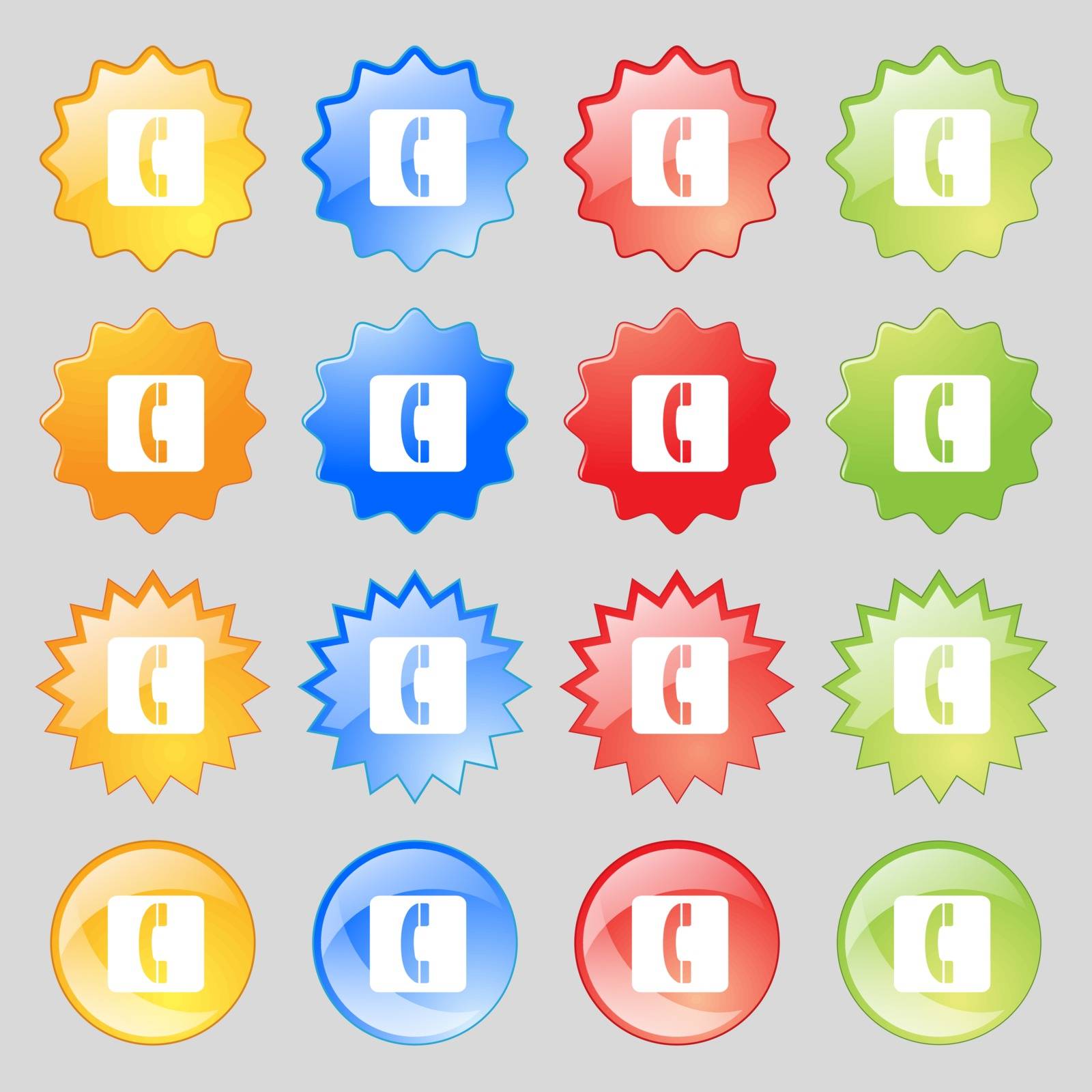 handset icon sign. Big set of 16 colorful modern buttons for your design. Vector illustration