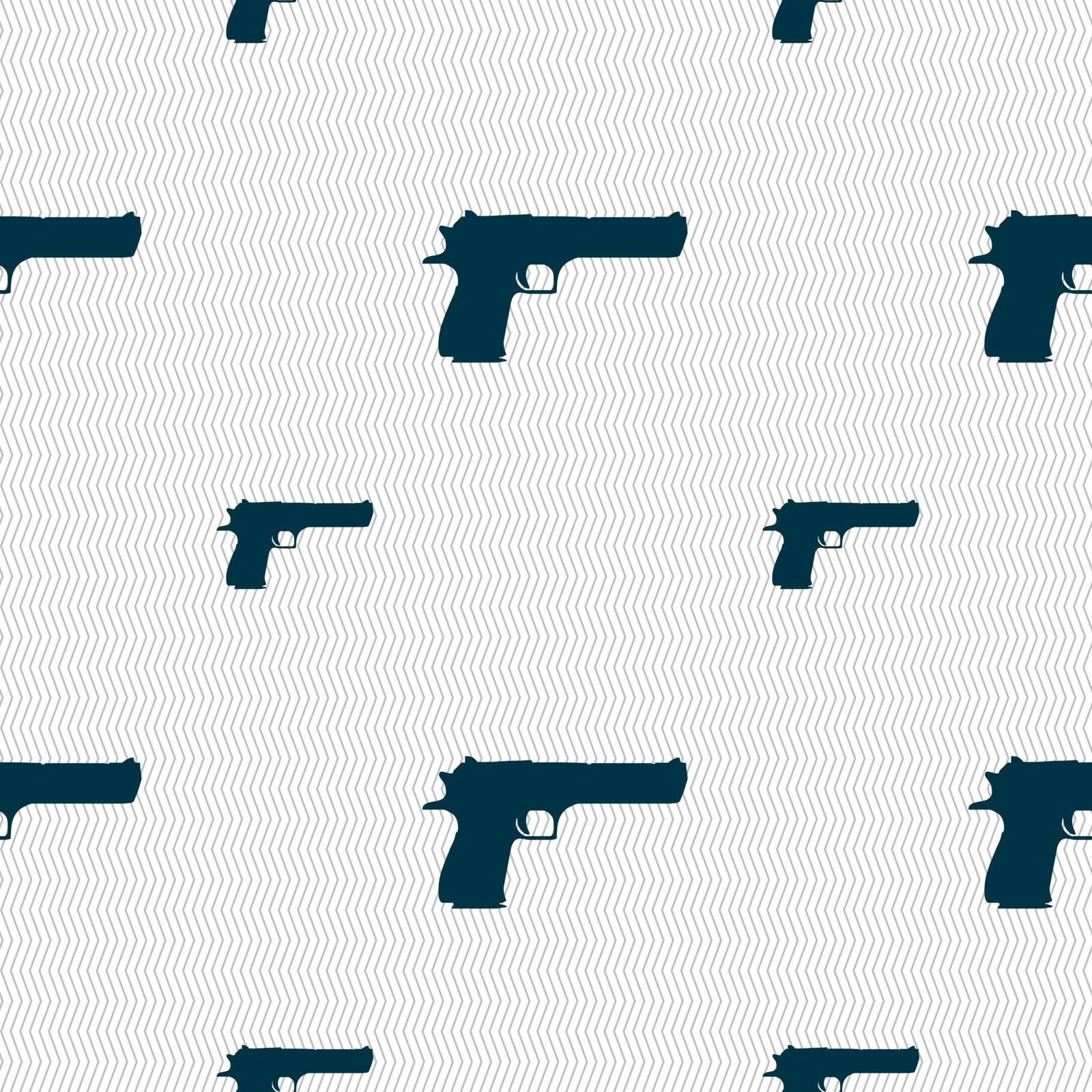 gun icon sign. Seamless pattern with geometric texture. Vector illustration