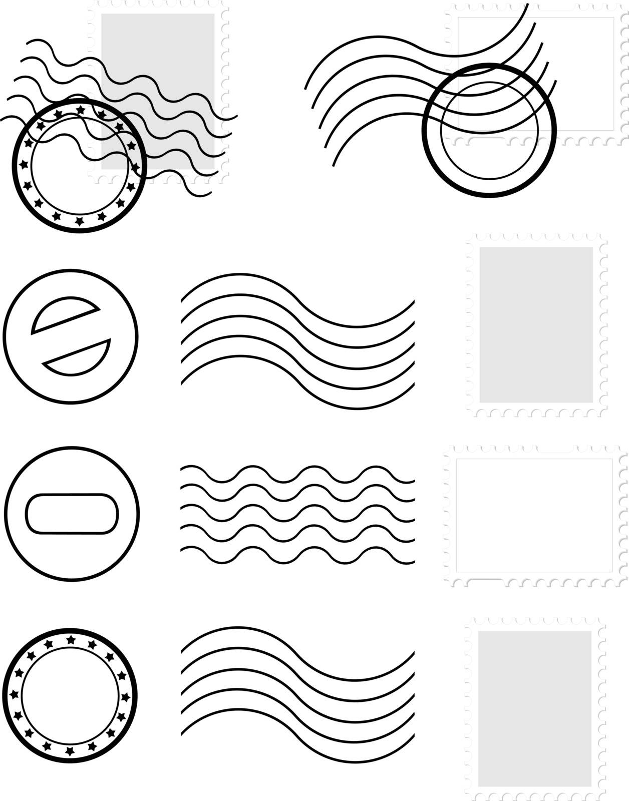 stamp and postmarks set vector eps 10